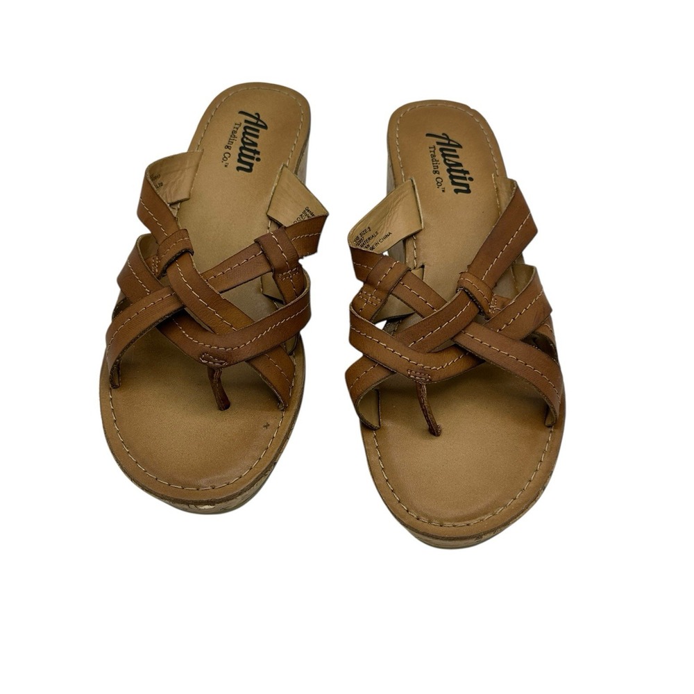 Austin Trading Co. Cork Platform Wedge Strappy Sandals Size 9 Cottagecore Girly